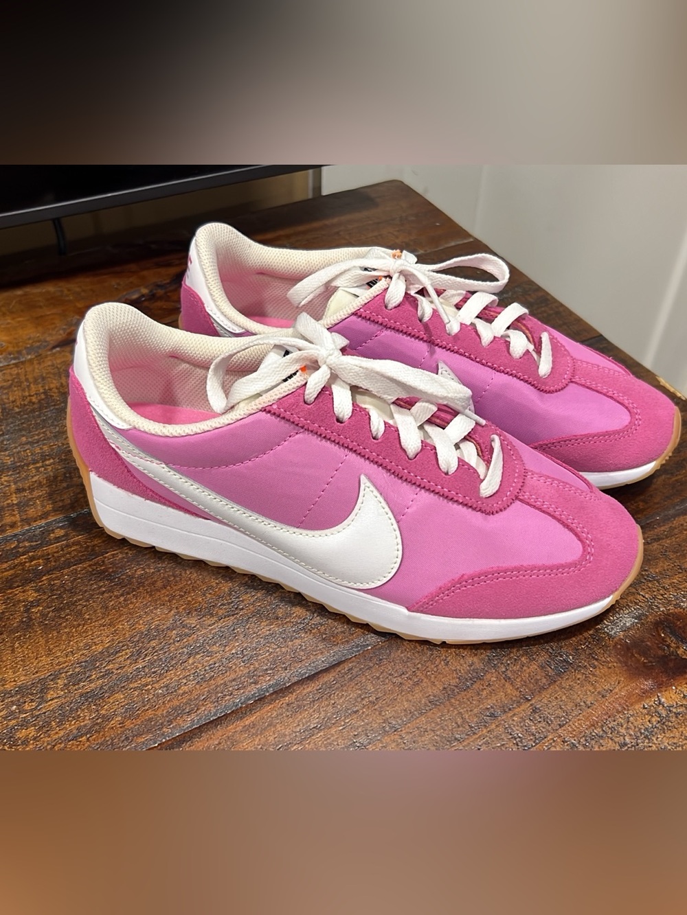 Nike Pink and White Women's Retro Trainer Sneakers